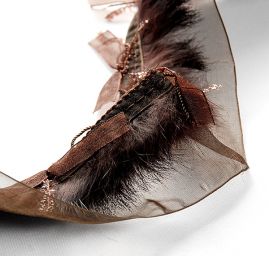 Efektné porta mašličky / imitácia kožušiny hnedá