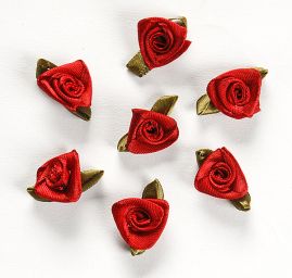 Ružička saténová s lístkom vínová / zelená