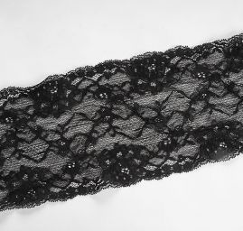 Krajka elastická černá široká 16 cm