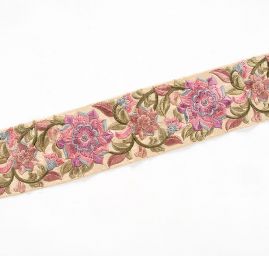 Vyšívaná stuha šantung široká pudrově růžová