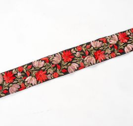 Vyšívaná stuha šantung růžovobéžové květy