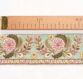 Vyšívaná stuha šantung široká olivová