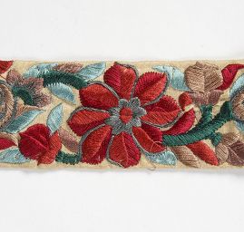 Vyšívaná stuha šantung velký květ 