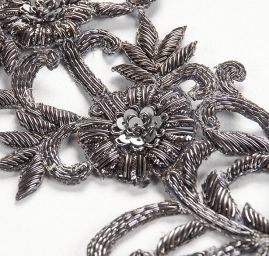 Květinová aplikace ocelově šedá párová