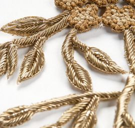 Květinová aplikace párová béžovozlatá