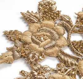 Květinová aplikace párová zlatá
