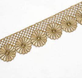 Krajková kovová stuha zlatá mřížka/síť