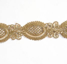 Krajková kovová stuha zlatá