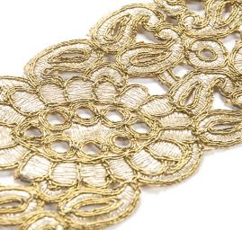 Krajková kovová stuha květinový ornament ovál