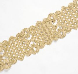 Krajková kovová stuha zlatobéžová
