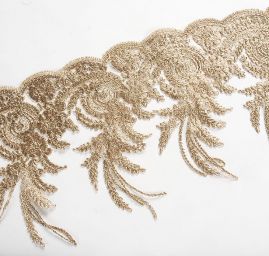 Krajka lem lurexová výšivka starozlatá