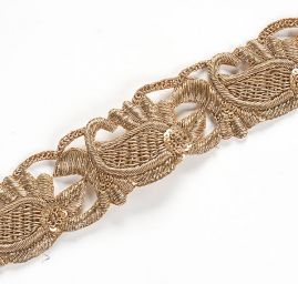 Čipková kovová stuha s flitrami paisely ornament