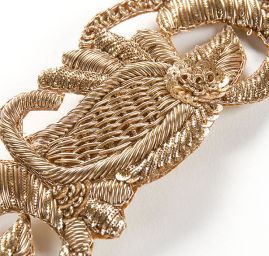 Čipková kovová stuha s flitrami paisely ornament