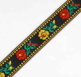 Stuha krojová vyšívaná černožlutá 2cm