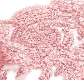 Krajka lem lurexová výšivka růžová