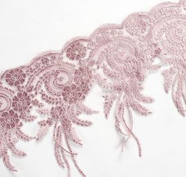 Krajka lem výšivka starorůžová