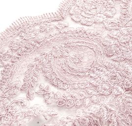 Krajka lem výšivka starorůžová