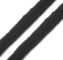 Oděvní bavlněná šňůra plochá 10mm černá