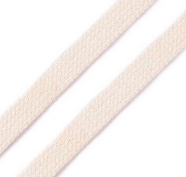 Oděvní bavlněná šňůra plochá 12mm sv.režná