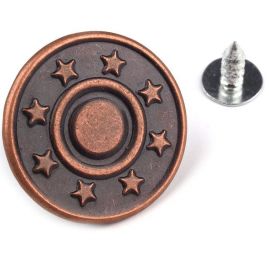 Knoflík riflový velikost 32" měděný hvězdy