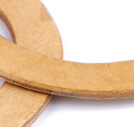 Ucha na tašky dřevo kruh světlá průměr 14cm