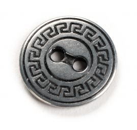 Knoflík kov nikl antik zdobný lem velký 30"