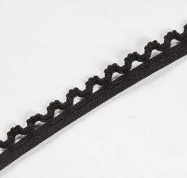 Krajková guma pruženka ozdobná vlnka černá
