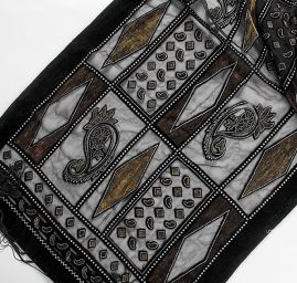 Efektné šál vypaľovaný zamat / tlač hnedý / khaki