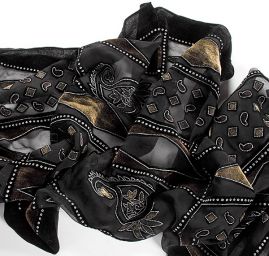 Efektné šál vypaľovaný zamat / tlač hnedý / khaki