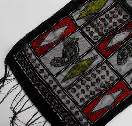 Efektné šál vypaľovaný zamat / tlač zelený / červený