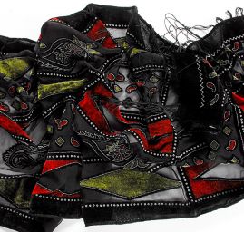 Efektné šál vypaľovaný zamat / tlač zelený / červený