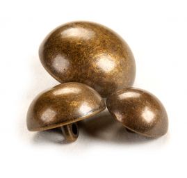 Knoflík kovový půlkulatý staromosaz 15"