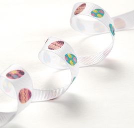 Stuha rypsová velikončoní motiv barevná vajíčka