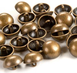 Knoflík kovový půlkulatý staromosaz 18"