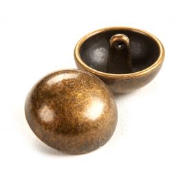 Knoflík kovový půlkulatý staromosaz 25"