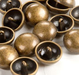 Knoflík kovový půlkulatý staromosaz 25"