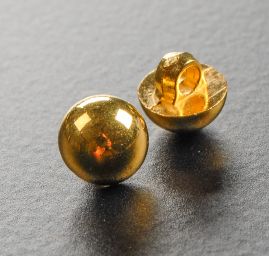 Knoflík půlkulatý zlatý s krčkem plast 16"