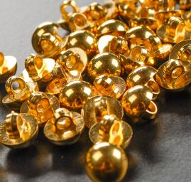 Knoflík půlkulatý zlatý s krčkem plast 16"