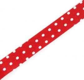 Šikmý proužek bavlna š. 15 mm zažehlený puntík červený