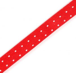 Šikmý proužek bavlna š. 15 mm zažehlený červený puntík