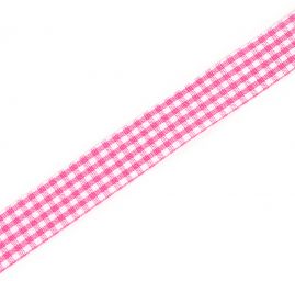 Stuha károvaná 15mm růžovobílá kostka