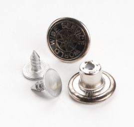 Knoflík riflový velikost 22" nikl antik vzor hvězda