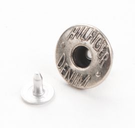 Knoflík riflový velikost 26" nikl antik design nápis