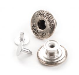 Knoflík riflový velikost 26" nikl antik design nápis