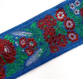 Stuha krojová vyšívaná modrá 7cm