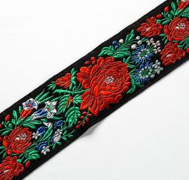 Stuha krojová vyšívaná černá 7cm