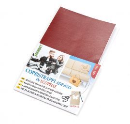 Záplata samolepící imitace kůže 10x16cm bordó