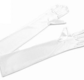 Rukavice saténové soplečenské dlouhé bílé