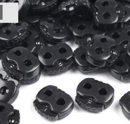 Brzdičky dvoudírkové plast černé 15x15mm