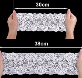 Pružná krajka lem květy černá 15cm